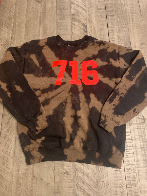 Red 716 on Bleached Crewneck