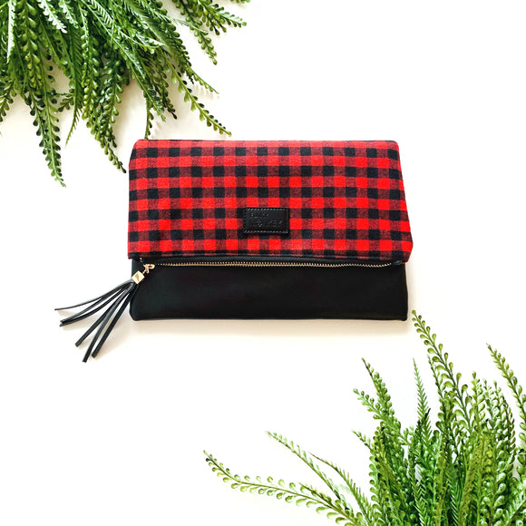 Red Buffalo Check Fold-over Clutch