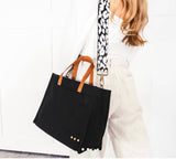 Carrie Crossbody Tote-Black quilted