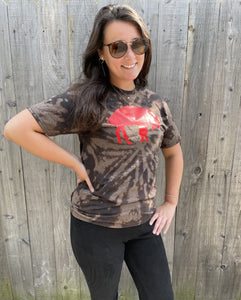 Red Buffalo on Black Bleached Tshirt no